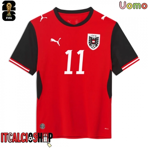 Austria Konrad Laimer #20 Prima Maglia Mondiali 2026 Manica Corta